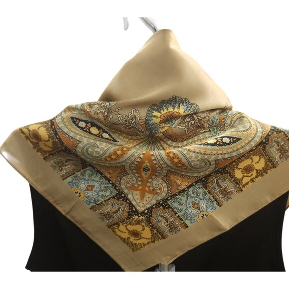 Paisley Floral 27 inch Square Scarf Beige Multicolor Accessory - Picture 12 of 12